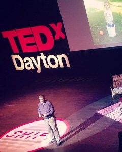 Michael, speaking about his daughter, Amelia, on the TEDx Dayton stage.